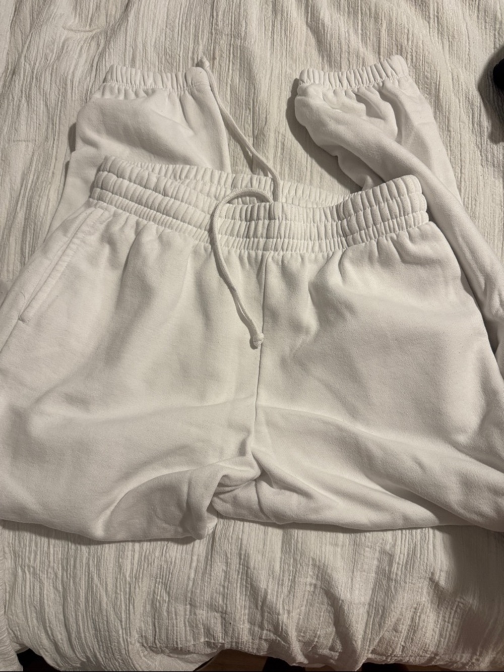 Garage White Drawstring Track Joggers